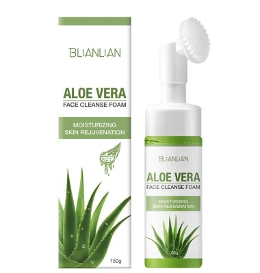Natural Organic Cleansing Mousse Pore Moisture Skin Care Oil Control Aloe Vera Face Wash Foaming Facial Cleanser Brush