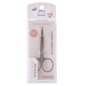 OEM cosmetic eyebrow scissors trimmer stainless steel gold curved makeup eye beauty scissors