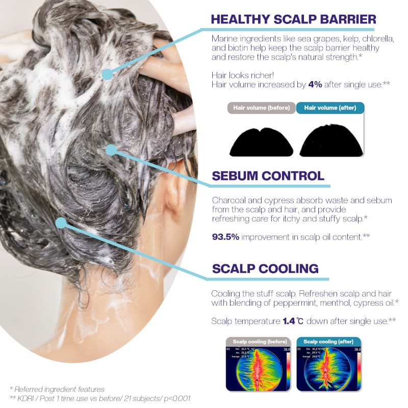 OLGO Marine Shampoo Bar - Vegan soap-free solid shampoo for scalp cooling, hair volume, oily hair