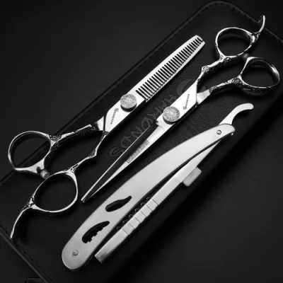 Professional Barber Scissors Japan 440c Salon Shears Barber Hairdressing Scissors