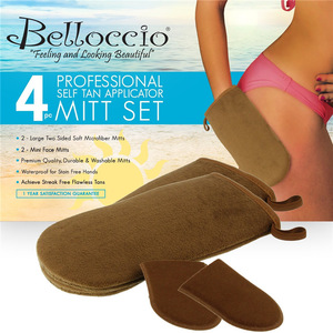 Self Tanning Applicator Mitts 2 Double Sided Large Mitts and 2 Mini Facial Tanning Mitts for Sunless Tan Lotions and Sprays