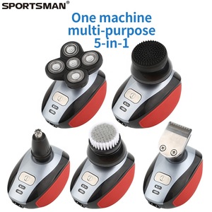 Sportsman 525 Mens Five Razor Shaved Head Floating USB Rechargeable Body Wash  Electric Shaver 5 IN 1