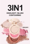 Handaiyan Wholesale New Product European and American High Gloss Powder Blusher Dressing 3in1 One Piece Disc