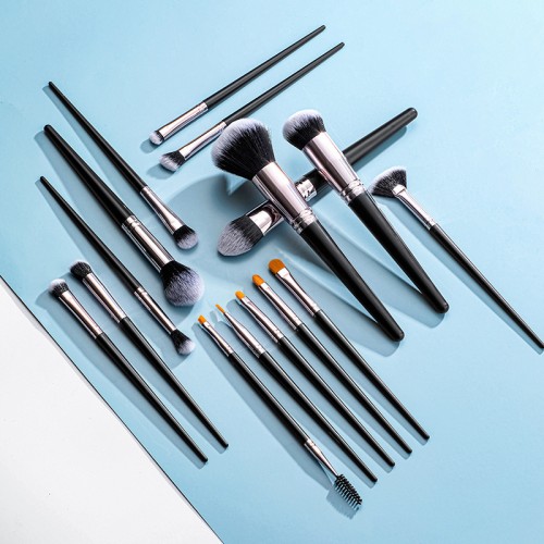 Custom Private Label 16 Pcs Professional Makeup Brush Set with Leather Travel Case Soft Synthetic Hair Cosmetic Brushes Wholesale