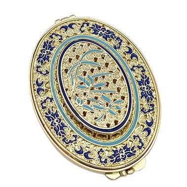 Custom Retro Style Embossed Hollow Creative Folding Double-sided Pocket Makeup Mirror