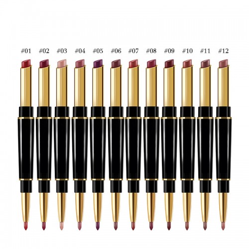 Self-owned brand custom logo matte lip liner best-selling lip liner, dual-end, waterproof, long-lasting, moisturizing, non-bleaching hook lip liner