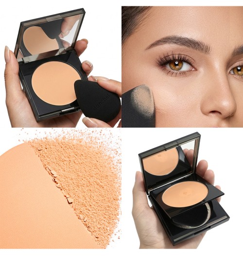 Matte Oil‑Control Pressed Setting Powder Palette, Waterproof Sweatproof, Long‑Wear Brightening Finishing Powder for Facial Makeup