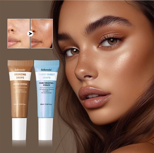 Travel Size Brightening Bronzing Serum Kit, Moisturizing Self‑Tanning Drops, Nourishing Skin Glow for Face & Body Use