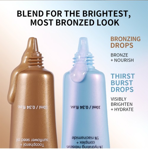 Travel Size Brightening Bronzing Serum Kit, Moisturizing Self‑Tanning Drops, Nourishing Skin Glow for Face & Body Use
