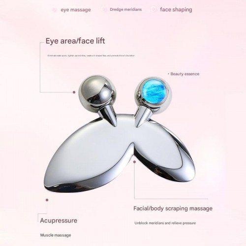 Modern Fashion Stainless Steel Facial Spa Butterfly Design Beauty Ice Wave Ball