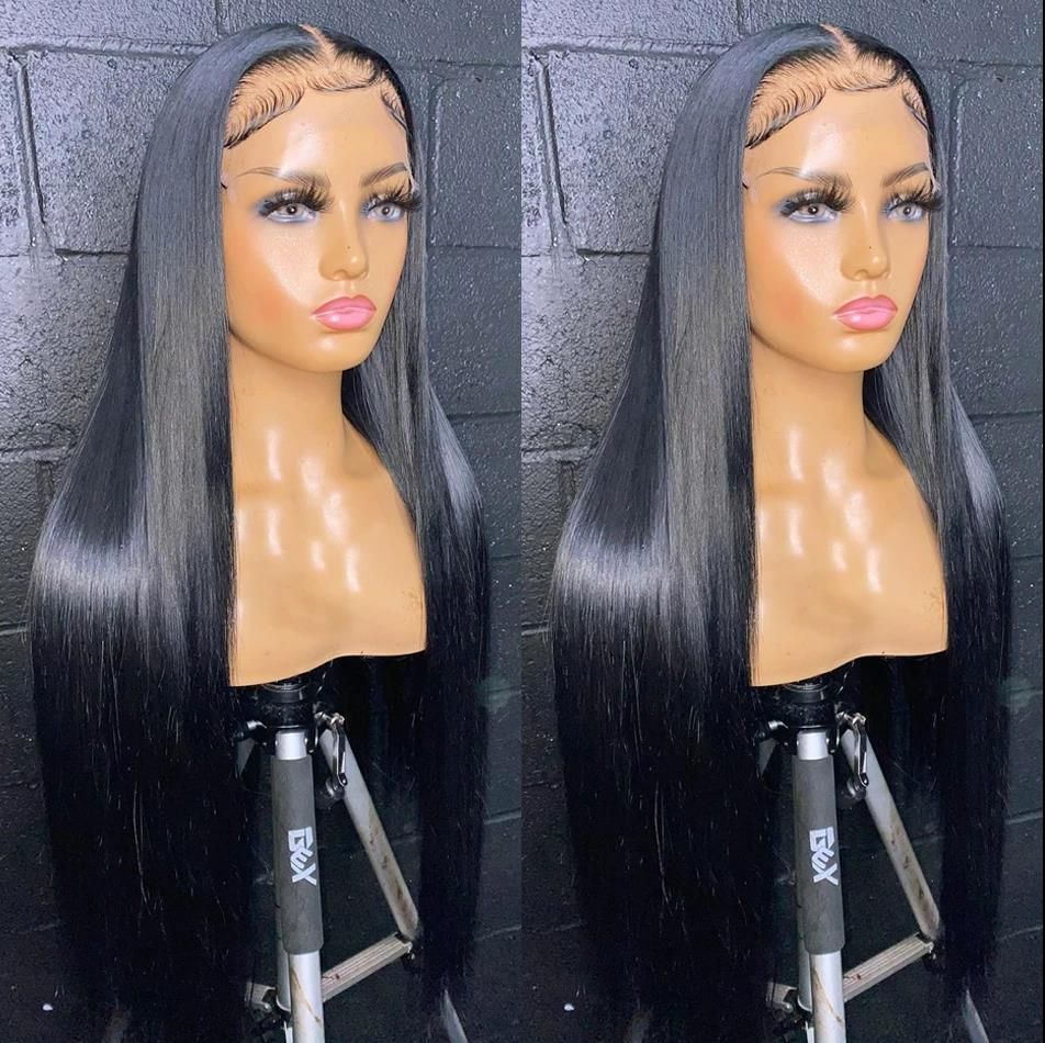 34 Inch Straight Lace Front Brazilian Wigs For Women 13x4 Short Bob Full Hd Transparent Synthetic Hair Wig