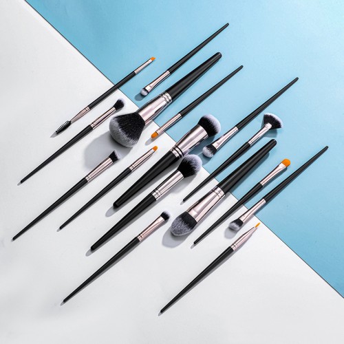 Custom Private Label 16 Pcs Professional Makeup Brush Set with Leather Travel Case Soft Synthetic Hair Cosmetic Brushes Wholesale