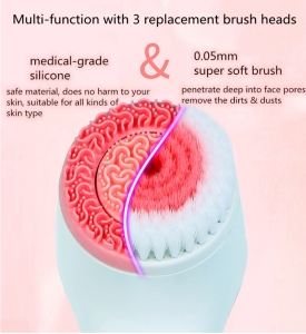 2021 Hot 3 in1 Rechargeable Sonic facial Cleansing brush Sonic Rotating  Waterproof pore cleaning Electric Face Massager