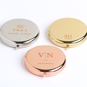 2021 New Portable Round Folded Compact Mirrors Rose Gold Silver Pocket Mirror Making Up for Personalized Gift