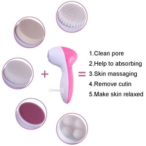 5 in 1 Electric Face Cleaner with brushes personal care acne Facial Massager Skin Beauty tools facial cleansing brush