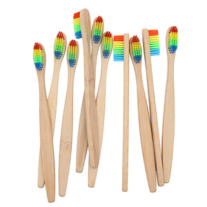  New Products Rainbow Color Soft Medium Bristle Bamboo Toothbrush With Private Label