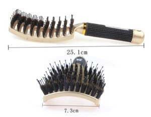 Amazon hot Wholesale Customized LOGO Curved Vented Detangling Wave Brush Boar Bristle Hair Brush with nylon bristle