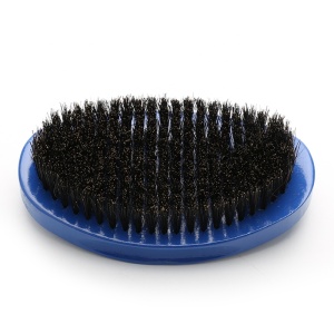 Customized Blue PU paint Boar bristle beard brush 360 Curved wave brush is best Christmas Gifts