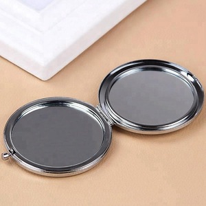 Customized Fashion Portable 70mm Compact folding metal Crystal Pocket Mirrors