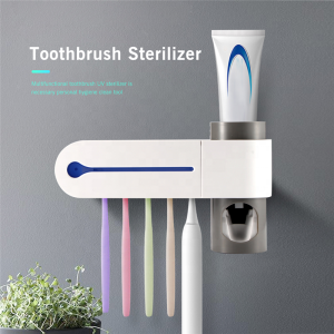 Electric Wall Mounted Toothpaste Dispenser UV Toothbrush Sterilizer Muli-function UV Ultraviolet Light Toothbrush Holder Case