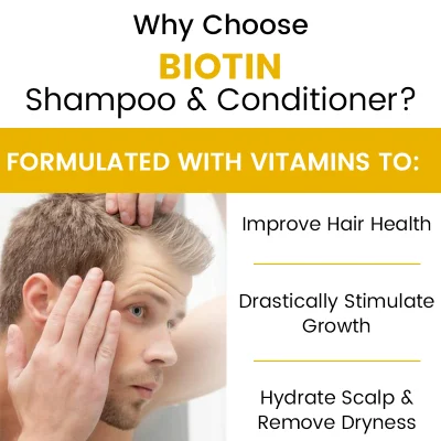 Hot Selling 100% Natural Extract Hair Care Product Anti Hair Loss Hair Growth Moisturizing Biotin Hair Shampoo &amp; Conditioner