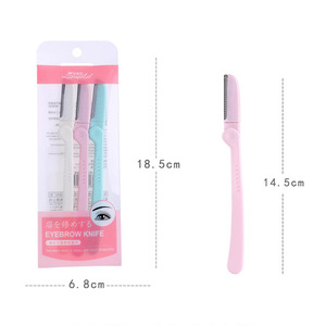 Lady beauty brow shaping tool plastic easy carry foldable razor eyebrow trimmer