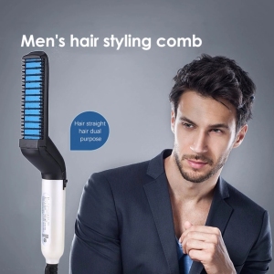 Multifunctional Men Male Hair Comb Quick Beard Straightener Curling Curler Show Cap Beauty Hair Styling Tool Opp Bag Pack