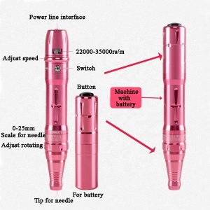 OEM Microblading Eyebrow Embroidery Tattoo Lip Cosmetic Two Pieces Battery Permanent Makeup Machine with Rose Gold Silver