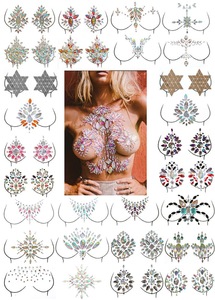 Oval Crystal Chest Piece Festival Body Gems For Makeup, Hair, Nail art, Festival Glitter, Costume, EDC, EDM