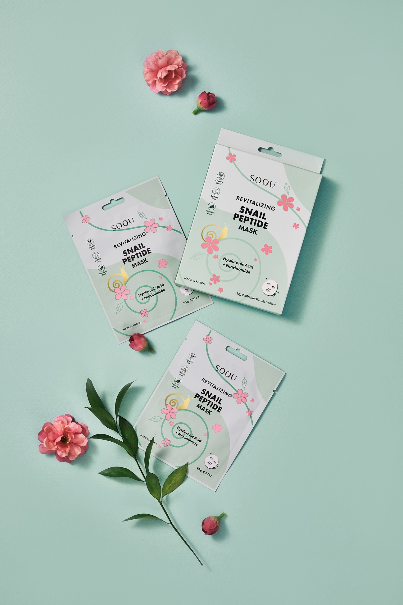 SOQU REVITALIZING SNAIL PEPTIDE Lines(Cream, Serum, Toner, Mask, Essence, Eye Cream, Cleanser)