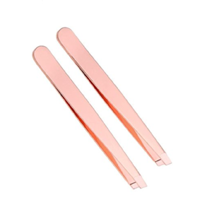 Stainless Steel Eyebrow Tweezers Eyelash Curler Clip Rose Gold Slanted Tip Volume Tweezers