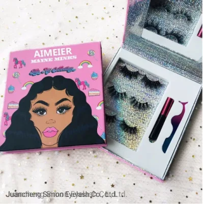 Wholesale 5D Mink Eyelashes 25mm Lashes Pink Glitter Custom Box