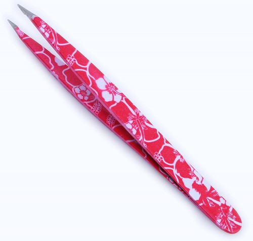 Eyebrow Plucking Ingrown Hair-Best for Eyebrow Hair Facial Hair Removal-Stainless Steel (2 PCs Pink Flower Tweezers Set)