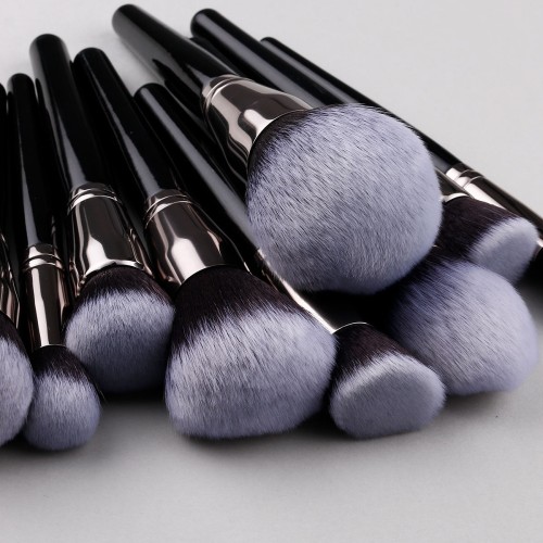 Private Label Bulk Wholesale Black Makeup Brushes Set High Quality Synthetic Powder Contour Blending Beauty Cosmetic Brush Tools
