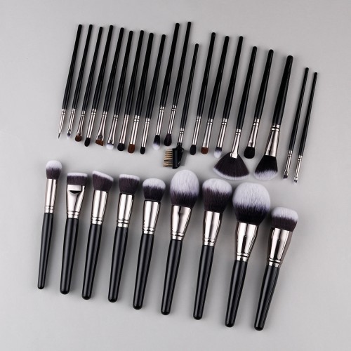 Private Label Bulk Wholesale Black Makeup Brushes Set High Quality Synthetic Powder Contour Blending Beauty Cosmetic Brush Tools