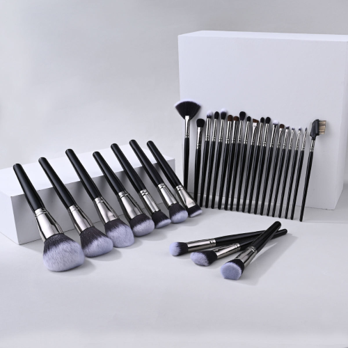 Private Label Bulk Wholesale Black Makeup Brushes Set High Quality Synthetic Powder Contour Blending Beauty Cosmetic Brush Tools