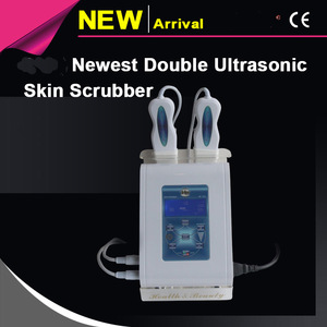 2018 newest portable face double ultrasonic skin scrubber unit / utensils scrubber for beauty salon and home use