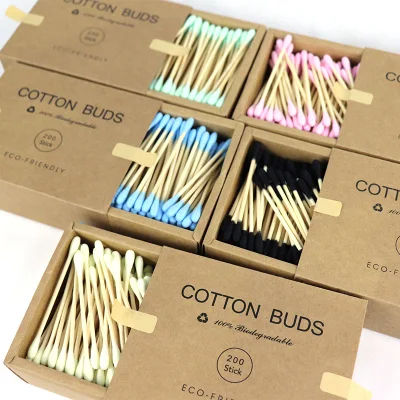 5 Boxes Disposable Double Head Bamboo Cotton Swab