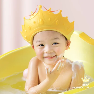 Adjustable Soft Baby Bath Cute Crown Shampoo Cap Toddler Baby Shower Cap