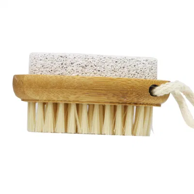 Bamboo Nail Brush with Soft Bristles Two-Side Firm Scrub Brush for Toes and Nails Foot Exfoliation Nail Care Cleaning Nail Brush