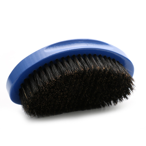 Customized Blue PU paint Boar bristle beard brush 360 Curved wave brush is best Christmas Gifts