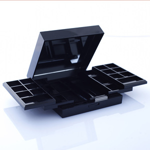 Double Layer black 8 color eyeshadow powder containers eye shadow case with mirror