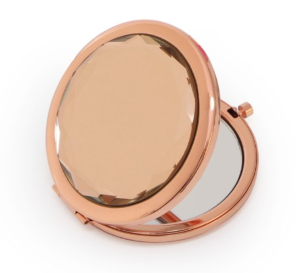 Fashion Rose Gold Pocket Mirror Making Up Crystal Portable Double Dual Sides Mirrors