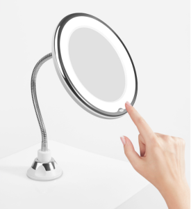 Flexible Strong Suction  360 degree rotation 10X Magnifying Fogless Make Up Wall Mounted Makeup Mirror with Light