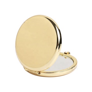 Folded Round Branded Cosmetic Mirror Rose Gold Metal Pocket Mirror Personalized Pocket Mirror