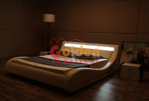 Genuine leather Led Tanning Bed with Led Bed Head Reading Light G1015