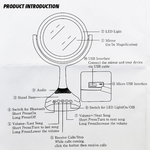 mirror with led lights makeup mirror bluetooth and music play