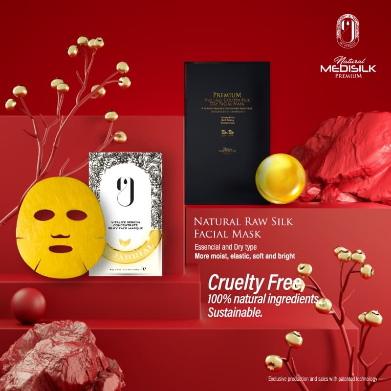 Natural non-woven golden raw silk dry type face mask