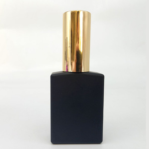 New flat square clear airless pump bottle with gold screw cap for perfume spray glass bottle 30ml 50ml