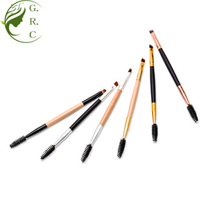 Private Label Eco Kabuki Gold Makeup Tools Display Duo Double Dual Sided Ended Hair Single Angle Eyelash Spoolie Eyebrow Brush